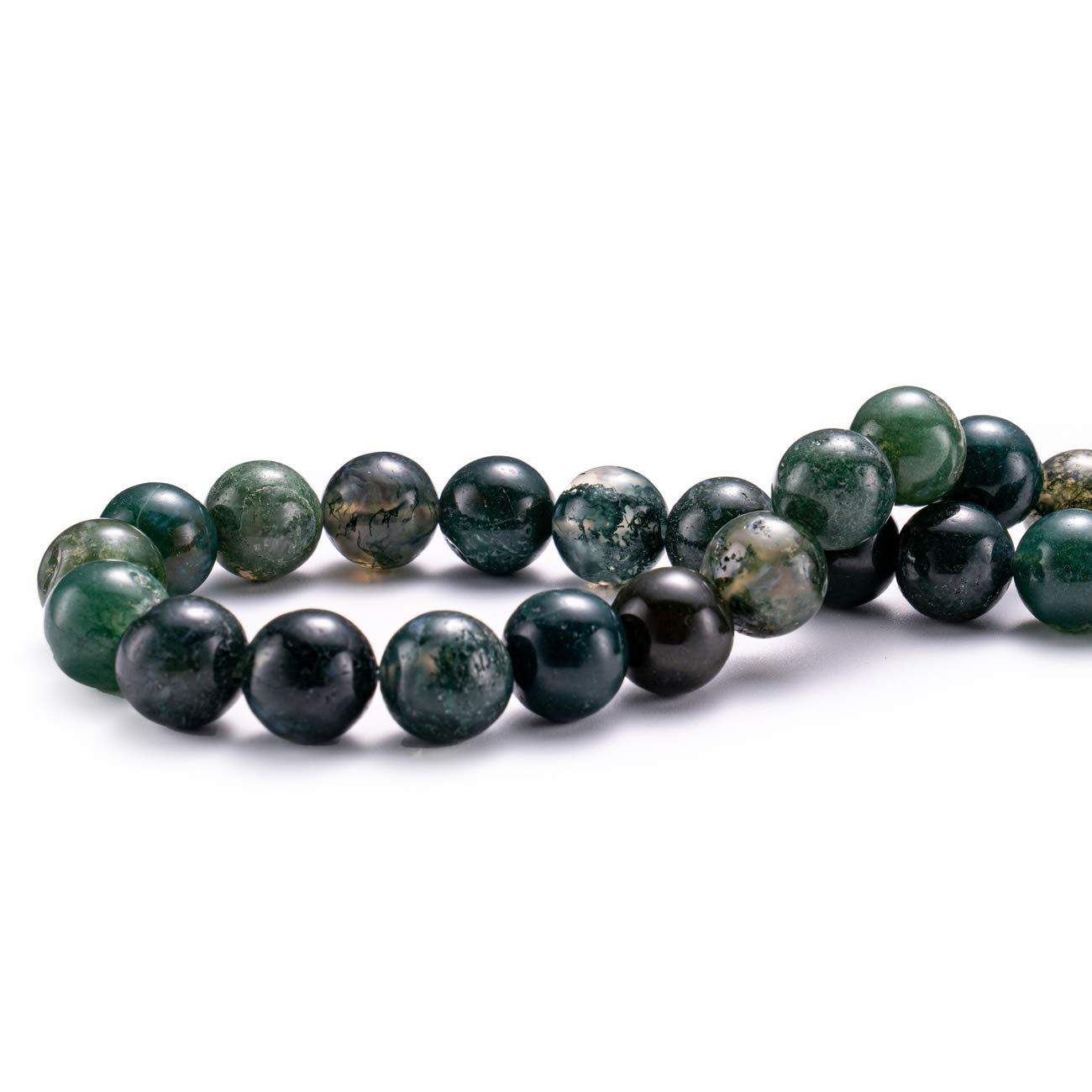 BEADIA Natural Moss Agate Stone Round Loose Semi Gemstone Beads for Jewelry Making 10MM 38PCS
