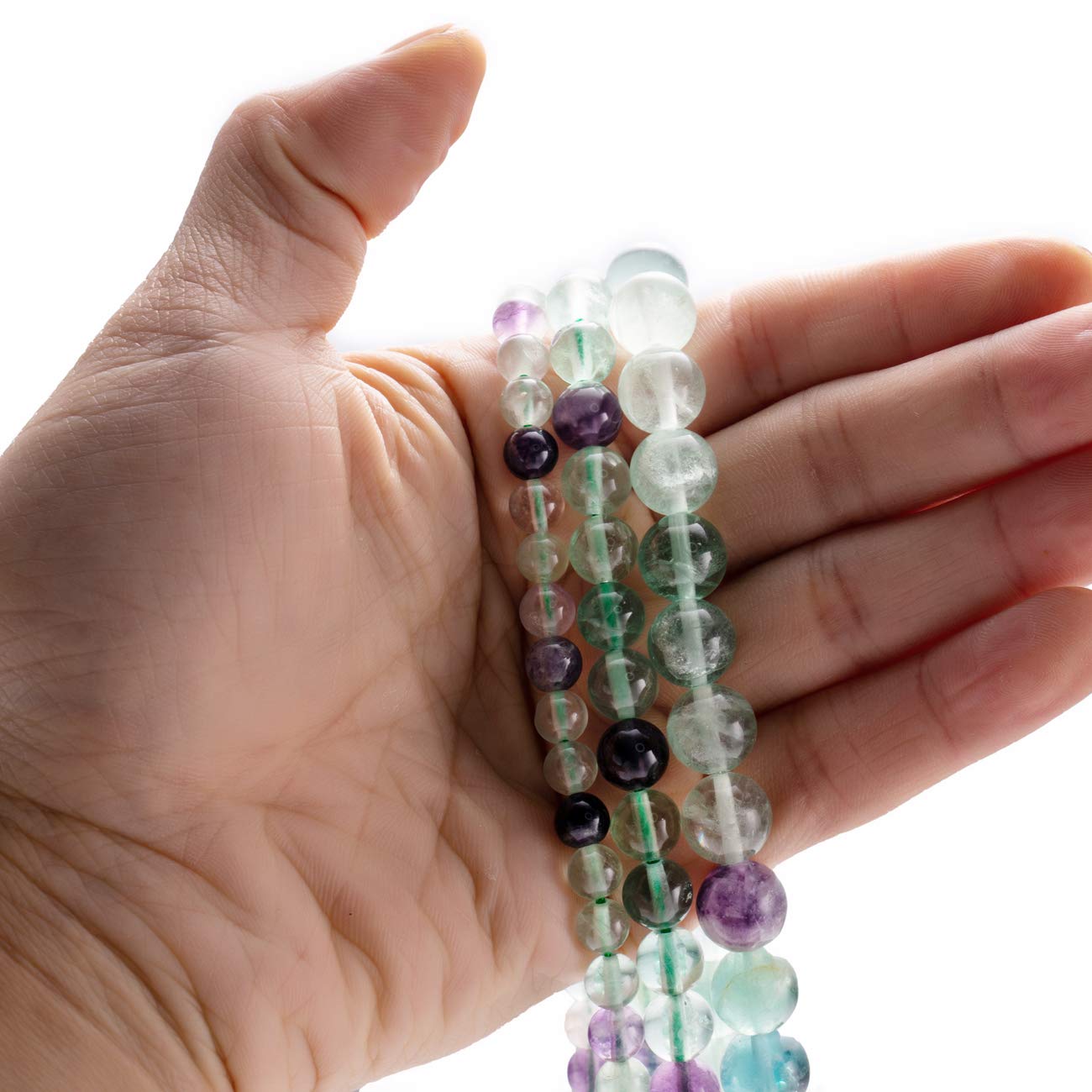 BEADIA Natural Fluorite Stone Round Loose Semi Gemstone Beads for Jewelry Making 10MM 38PCS