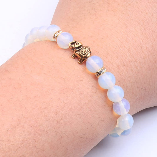 KSQS Elephant Yoga Healing Bracelet for Women, 8mm Natural Stone Chakra Bracelet Stress Relief Aromatherapy Essential Oil Diffuser Bracelet(#45)