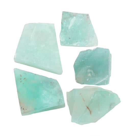 CRYSTALIS 5pcs Natural Big Aqua+ Prase Raw Crystals, Loose Gemstone Wholesale Bulk Rough Jewelry Making Supply, Chakra Healing Stones, Wire Wrapping, DIY, Tumbling, Gem Collection, 15-20mm, AA+