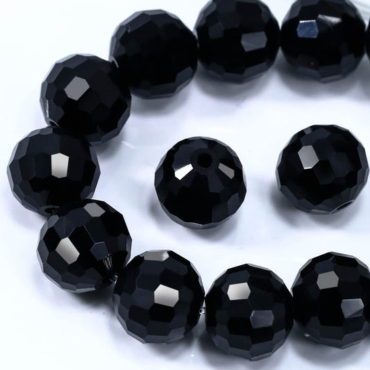 Dowarm 10MM Round Crystal Beads for Jewelry Making, Black Faceted Crystal Glass Beads for Crafts Bracelet Wind Chimes Suncatcher, #5003 Rondelle Spacer Beads, Loose Gemstones, 50PCS