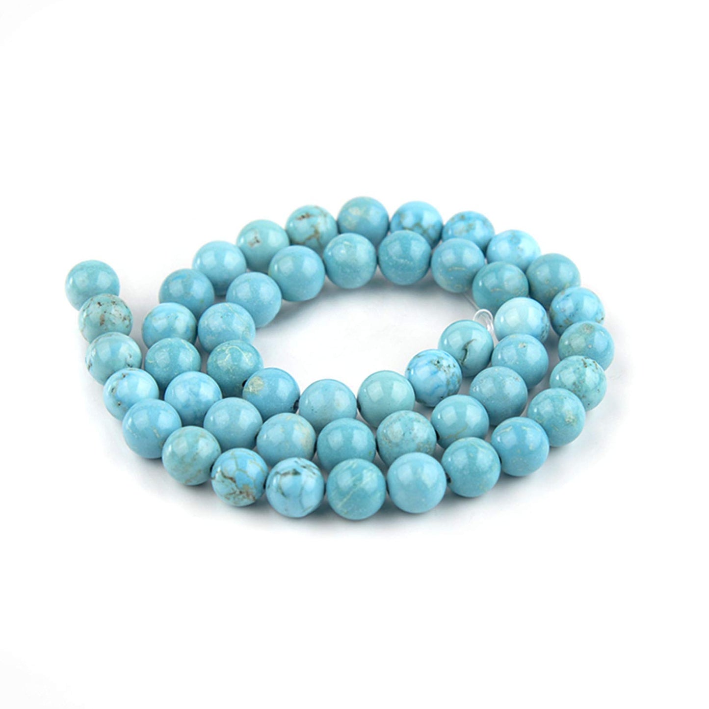 Filluck Natural Gemstone Turquoise Beads - 8mm Round Smooth Stones for Jewelry Making - Adult DIY Bracelet, 15 Inch