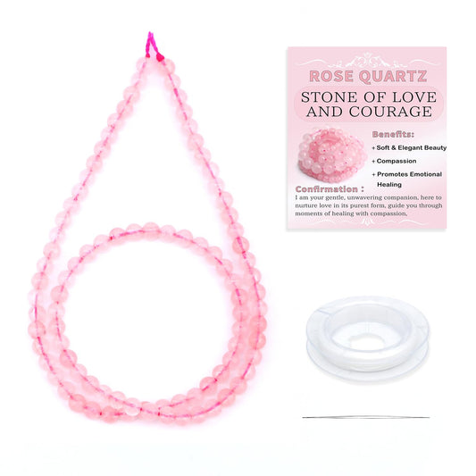 CMBYN Natural Stone Beads Round Genuine Real Stone Beading Strand Loose Gemstones DIY Smooth Bead for Bracelet Necklace Earrings Jewelry Making (Pink Quartz, 4mm 90 Pieces)