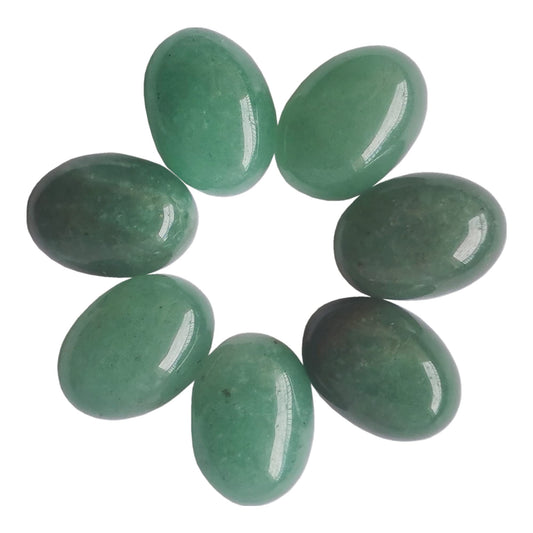 Bacatgem 7 Pcs Green Aventurine Oval Cabochons Flatback Crystal Stone Gemstones Beads for Jewelry Making DIY,18x13mm