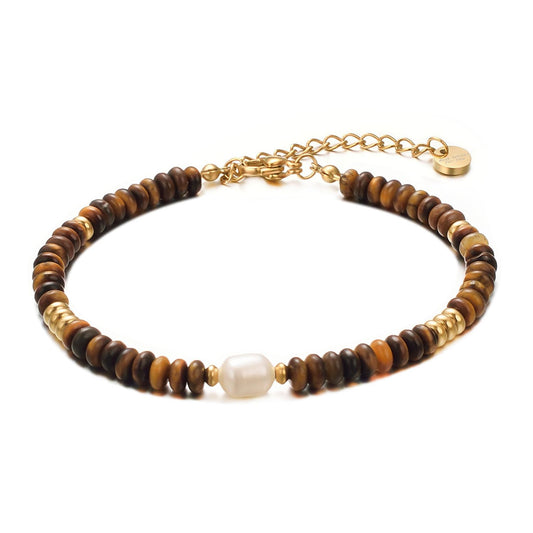 vissen Natural Stone Bracelets for Women Gold Plated Stainless Steel Cultured Freshwater Pearl Bracelet Women's Gift