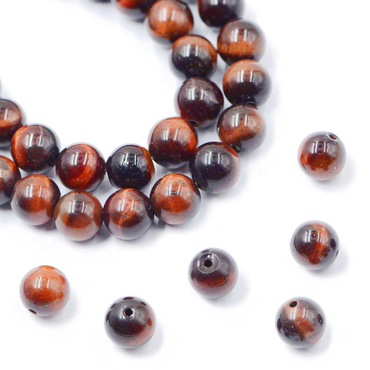 AD Beads Natural Gemstone Round Loose Beads 15" for Bracelet Necklace Earrings Jwelery Making Crafts DIY (4mm, Red Tiger Eye)
