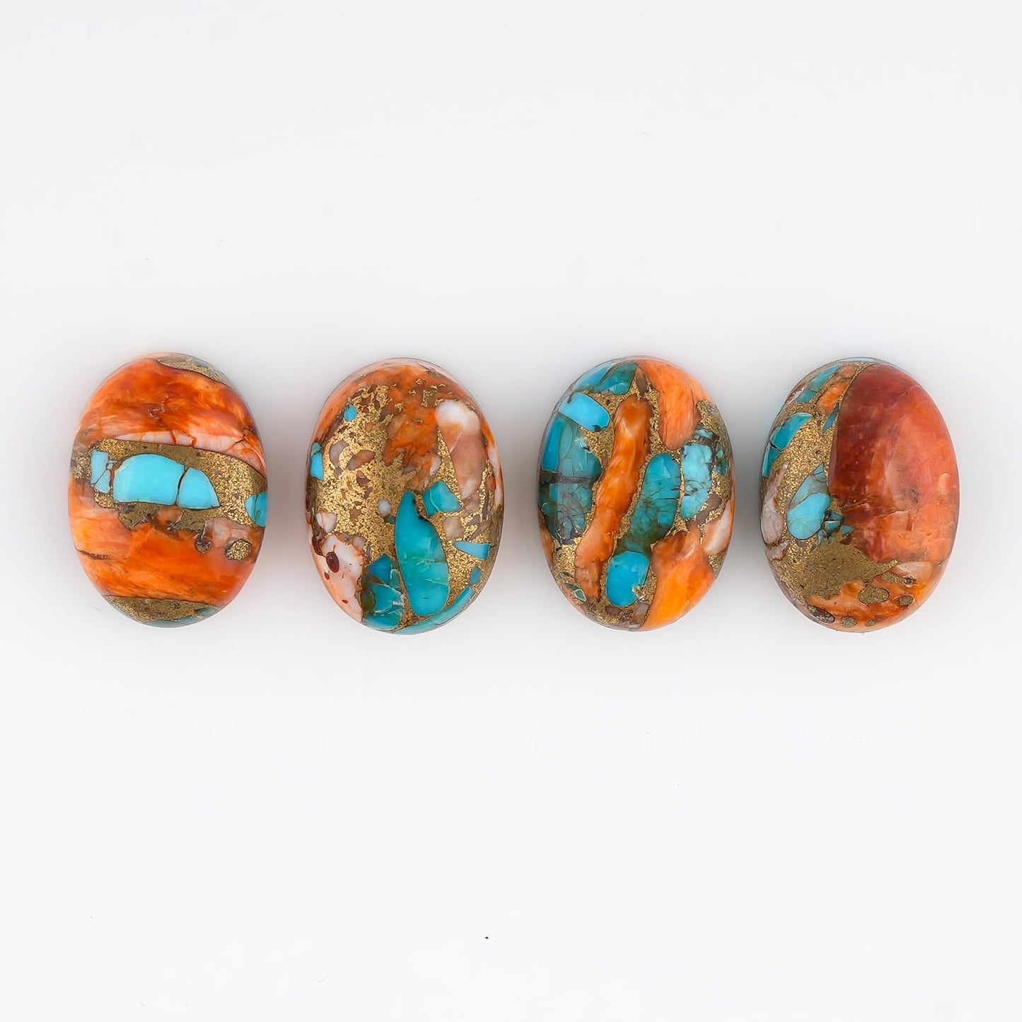 ColouredRocks (4 pcs OYSTER TURQUOISE, Oval Shape, Natural Cabochon Crystals, Loose Gemstone, Wholesale Polished Supply, Jewelry Making, DIY Craft, Gem Collection (10-15mm free size)