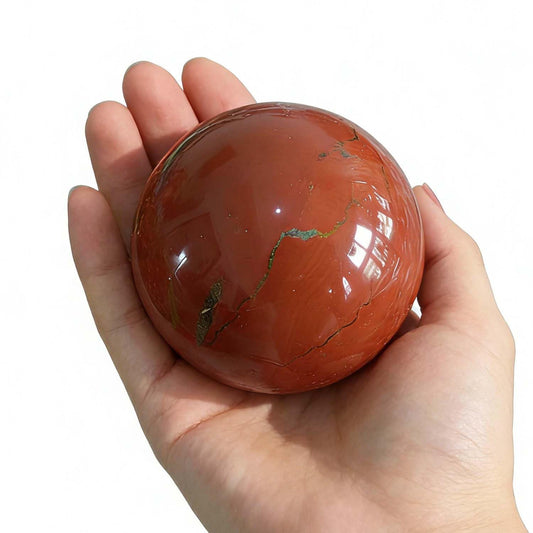 AierCrystal Natural Stone Crystal Sphere Feng Shui Home Decoration Ball Positive Energy Scrying Orb for Meditation Tool for Spiritual Space Purification Globe Diameter 5-6cm Red Jasper Sphere
