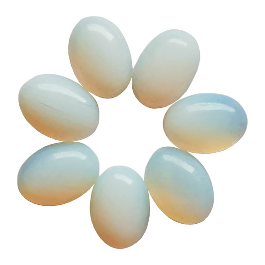 Bacatgem 7 Pcs Synthetic Opalite Oval Cabochons Flatback Crystal Stone Gemstones Beads for Jewelry Making DIY,18x13mm