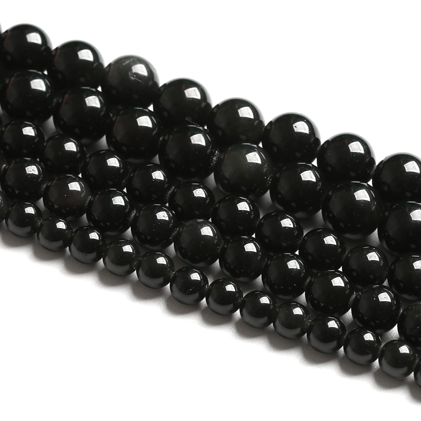 4MM 86PCS Natural Stone Black Obsidian Gemstone Loose Beads for Jewelry Making DIY Bracelet 1 Strand