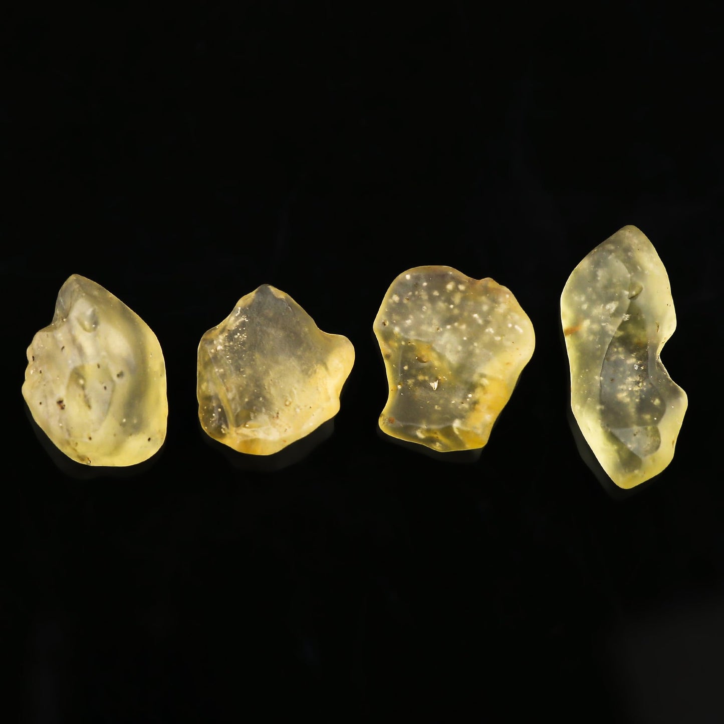 CRYSTALIS (8gm) (4pcs) Raw Black Libyan Desert Glass/Natural Golden Tektite, Rare Loose Gemstone Wholesale Bulk Rough Jewelry Making Supply, Wire Wrapping, DIY, Gem Collectibles (14-18mm)