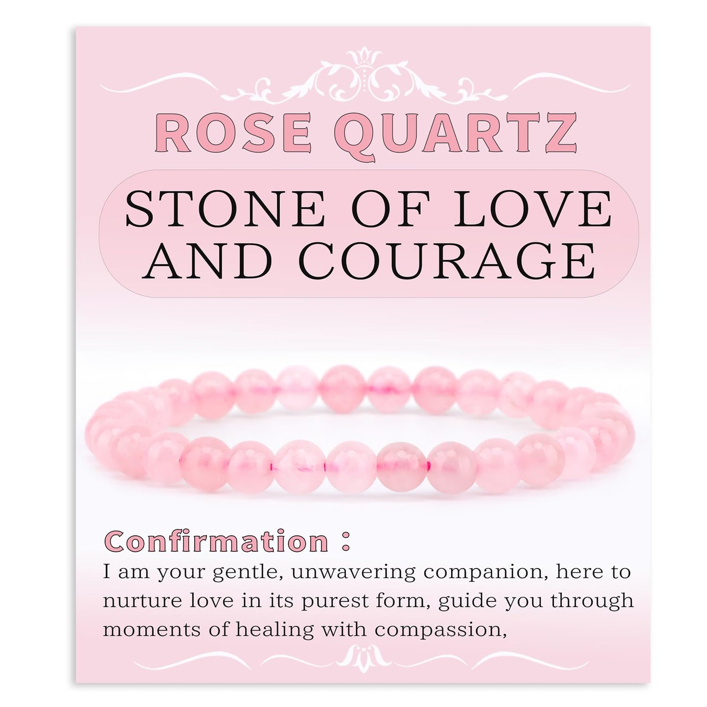Bymitel 6mm Pink Quartz - Handmade Reiki Gemstone Stretch Bracelet, Natural Beauty & Spiritual Essence, Crystal Healing for Unisex Adults