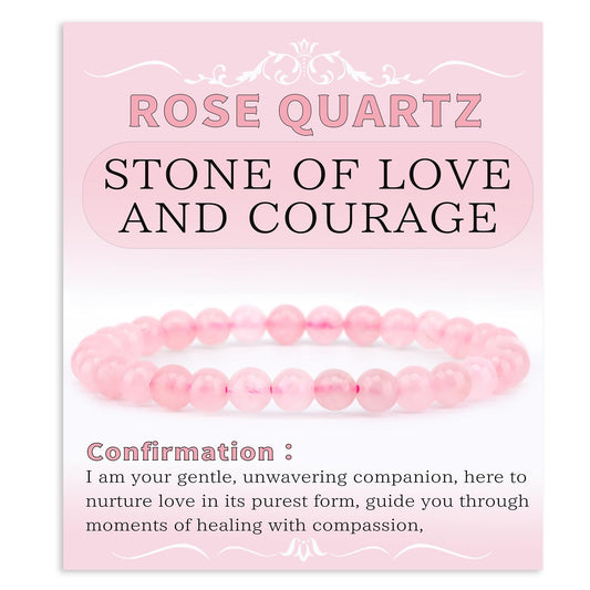 Bymitel 6mm Pink Quartz - Handmade Reiki Gemstone Stretch Bracelet, Natural Beauty & Spiritual Essence, Crystal Healing for Unisex Adults