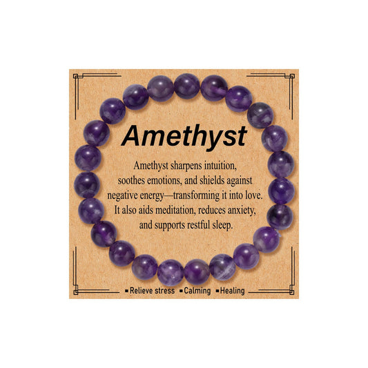 Kenailw Amethyst Beaded Bracelet for Women, Natural Purple Crystal Bracelet Healing Anxiety Protection Birthday Jewelry Gifts for Her Daughter Mom Best Friend Bestie