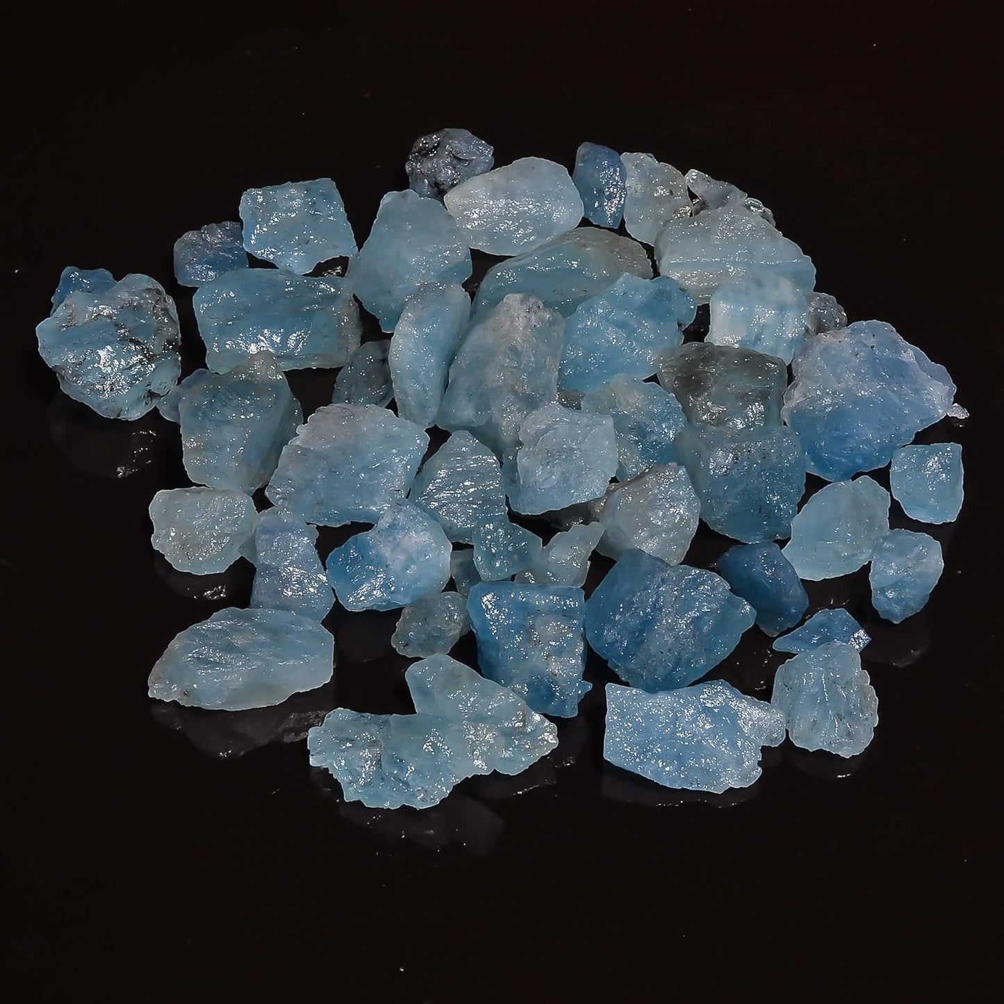 GEMKORA (10pcs) (25 ct.) Blue Aquamarine Natural Raw Gemstone and Rough Crystals Rock Jewelry Making Supplies Chakra Healing Stone ART-CRAFTS-DIY Good Luck Crystals Protection Stone (7-10mm)