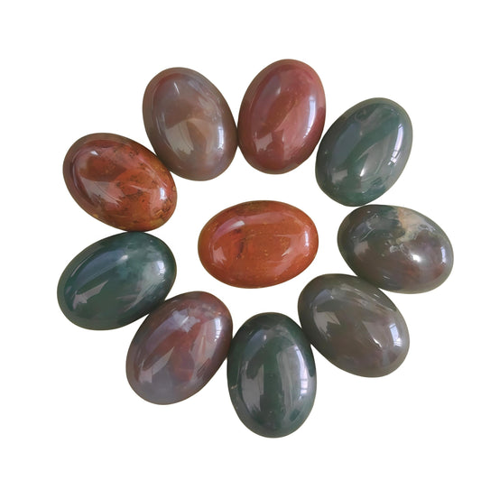 Loveliome 18x13mm Oval Cabochons Flatback Crystal Stone Gemstones Beads for Jewelry Making DIY Pack of 10, India Agate