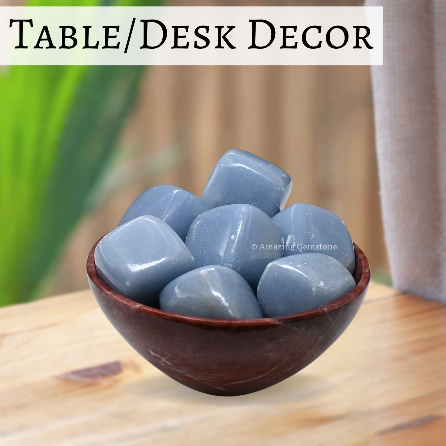 Amazing Gemstone Angelite Crystals and Healing Stones Tumbled - 1 oz, Natural Healing Stones for Energy Balance, Stress Relief - Premium Polished Gems Rocks for Meditation & Wellness