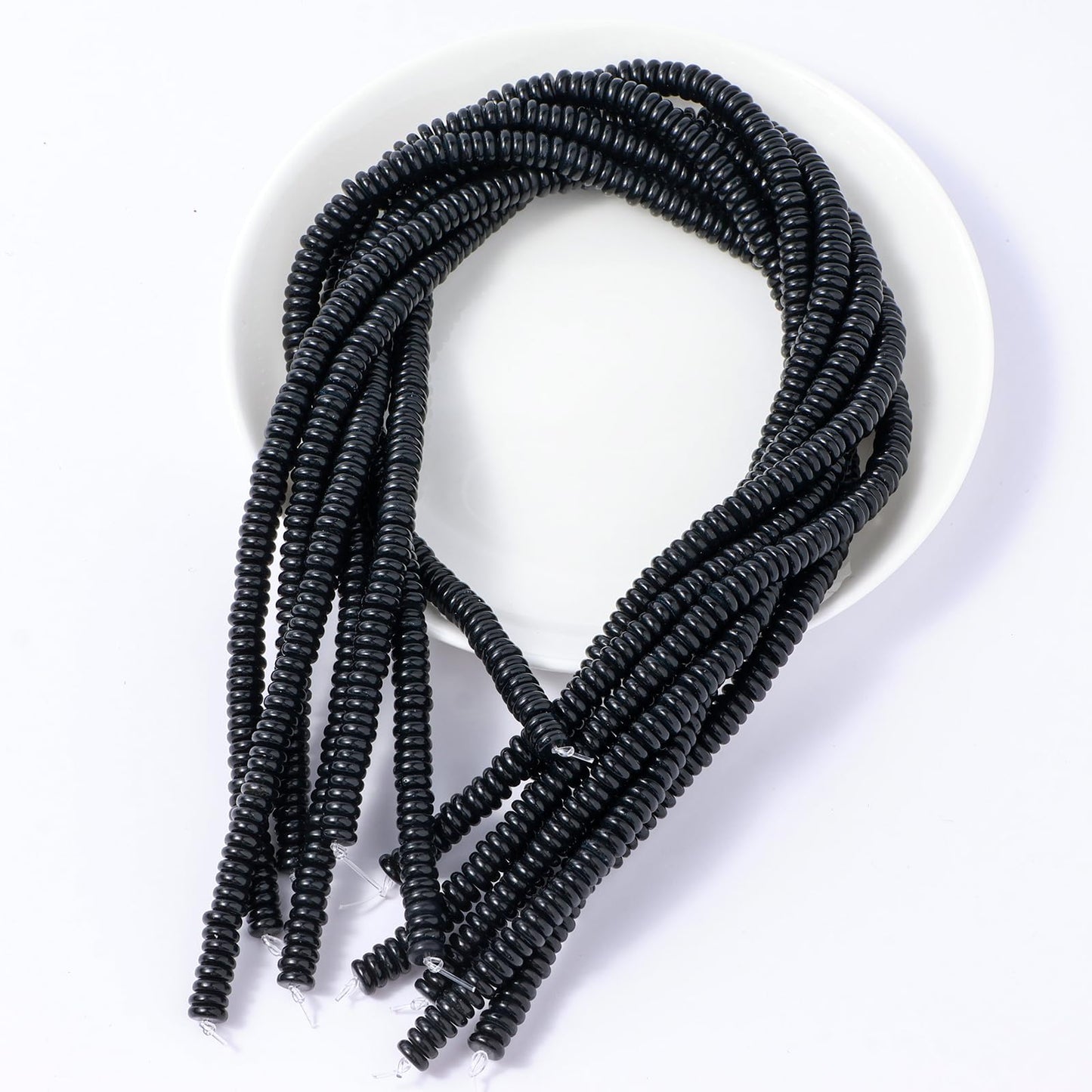 Natural Black Onyx Agate Disk Stone Spacer Beads 6x2mm 38cm/str Flat Rondelle Loose Semi Gemstone Caps for Making Bracelets Necklace