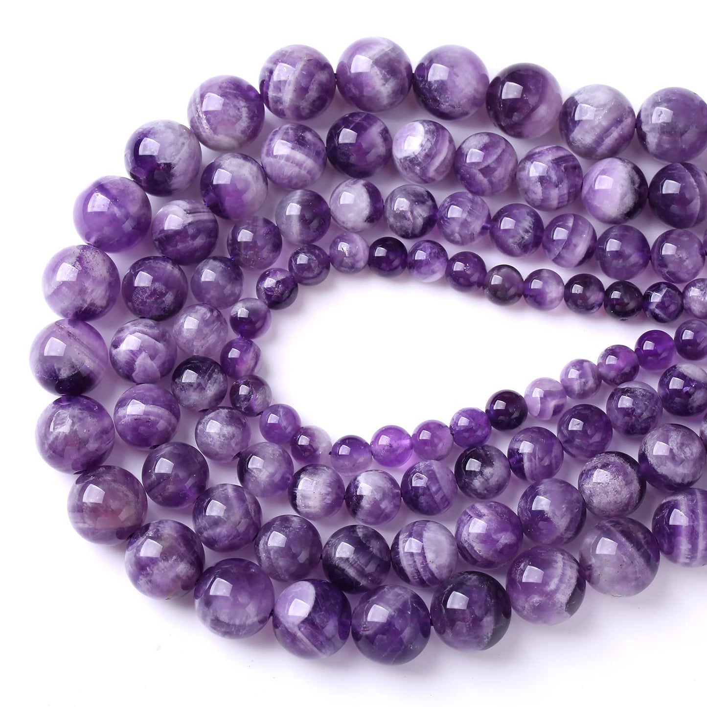120PCS 6MM Purple Amethyst Dream Lace Beads Natural Quartz Crystal Stone Loose Beads for Jewelry Making DIY Bracelet Grade A+