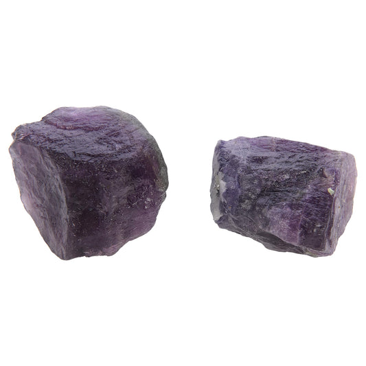 ANAYA AGATE Purple Fluorite 2 Pcs Raw Crystals Rough Gemstones w/Authenticity Card, Velvet Pouch - Large 1.25–2.0" Raw Stones for Tumbling, Cabbing, Polishing, Cutting Natural Healing Crystals for Home Decor, DIY Stones