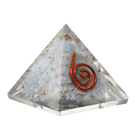 Amazing Gemstone Angelite Orgone Orgone Pyramid - 30mm Small Orgonite Pyramids with Crystals and Healing Stones - Authentic Organite Gifts