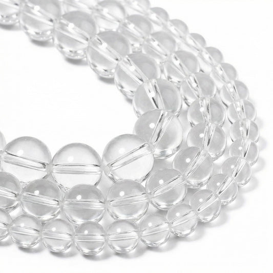 Yochus 60pcs Clear Quartz Stone Beads，6mm Healing Power Natural Stone Round Loose Beads for Jewelry Making Earring Necklace DIY Crafts