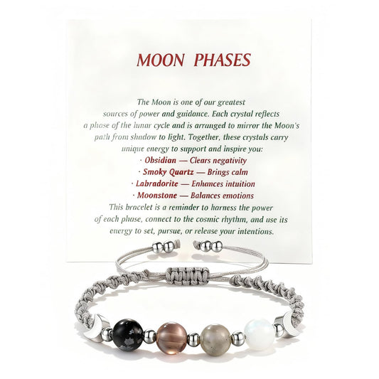 MIFYNN Moon Phase Bracelet for Women Crystal Healing Bracelet Natural Moonstone Beaded Bracelets Meditation Relaxation Crystal Bracelet Friendship Jewelry Gifts (A.)