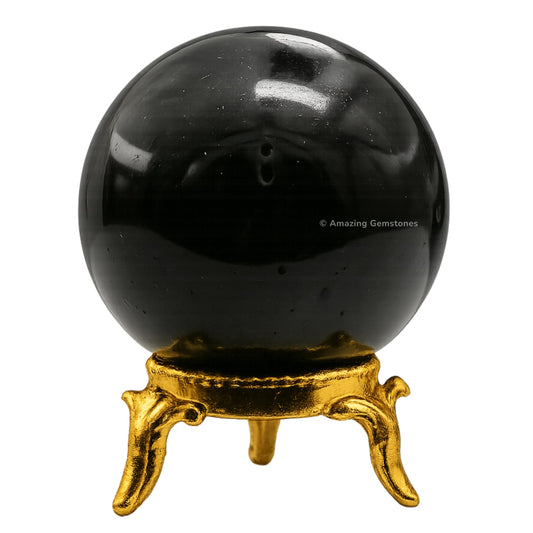 Amazing Gemstone Black Tourmaline Crystal Ball with Stand - 2" Inches Crystal Sphere Meditation Balls for Witchcraft and Decorative Balls