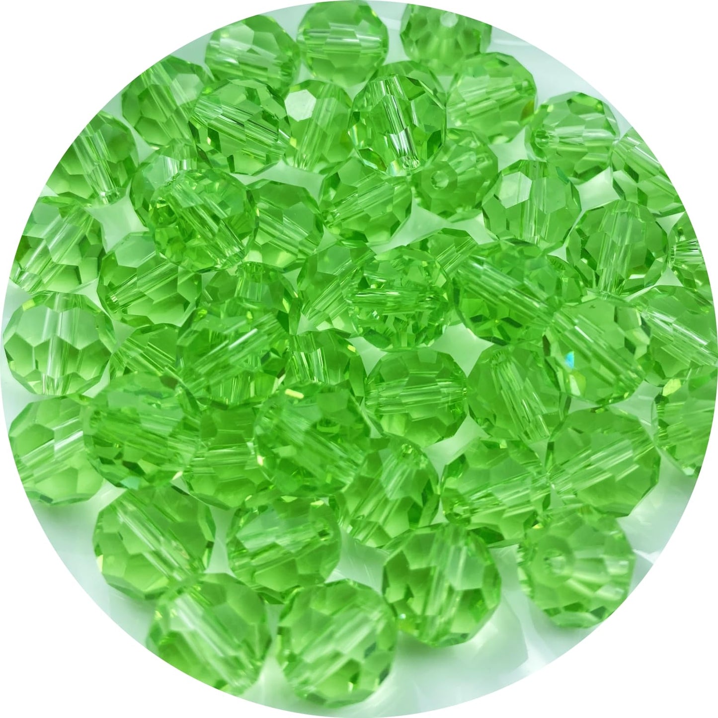 Xinhongo Crystal Glass Beads 200 Pieces 6mm Round Faceted Glass Spacer Beads for Jewelry Making Bracelet Earring Necklace DIY Craft Supplies(Light Green)