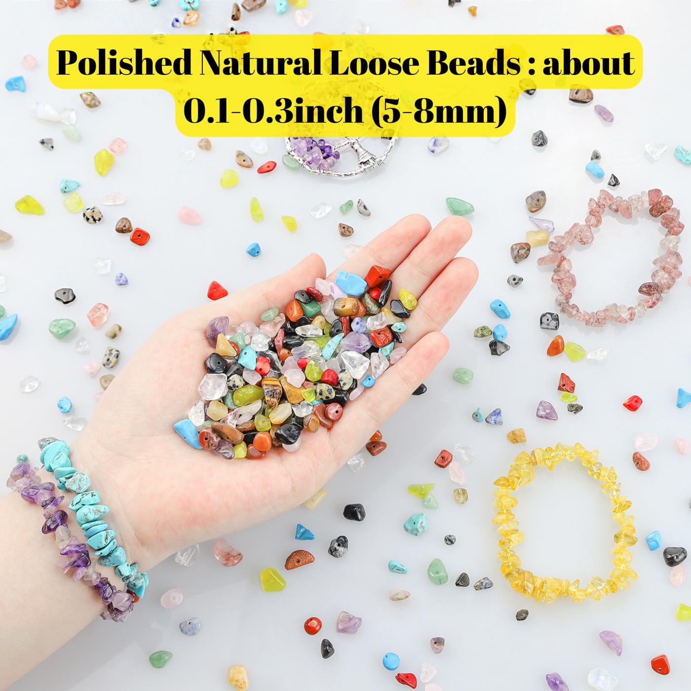 XIANNVXI Moonstone Beads, Natural Chip Stone Beads 400Pcs Crystal Bead 5-8mm Irregular Healing Crystal Loose Rocks for DIY Jewelry Making