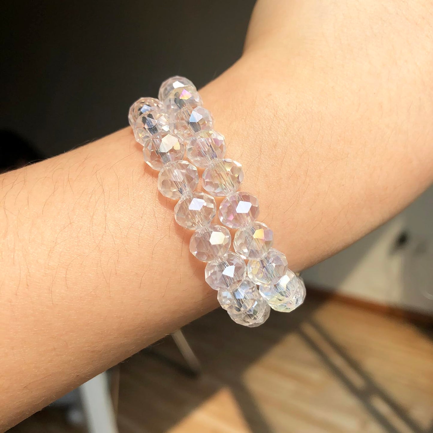 NITOPUPU 500pcs 6mm Crystal Glass Beads for Jewelry Making Faceted Rondelle Flat Beads for Bracelets Necklace Earrings DIY Crafts (AB White Crystal Bead)