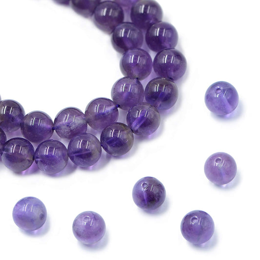 AD Beads Natural Gemstone Round Loose Beads 15" for Bracelet Necklace Earrings Jwelery Making Crafts DIY (10mm, Purple Amethyst)