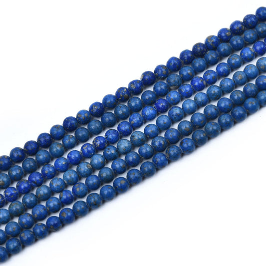 HAAMIIQII 4mm Lapis Lazuli Round Stone Spacer Beads, Loose Gemstone Beads for Jewelry Making, DIY Bracelet, Necklace, Healing Crystal 15 Inch (100pcs)