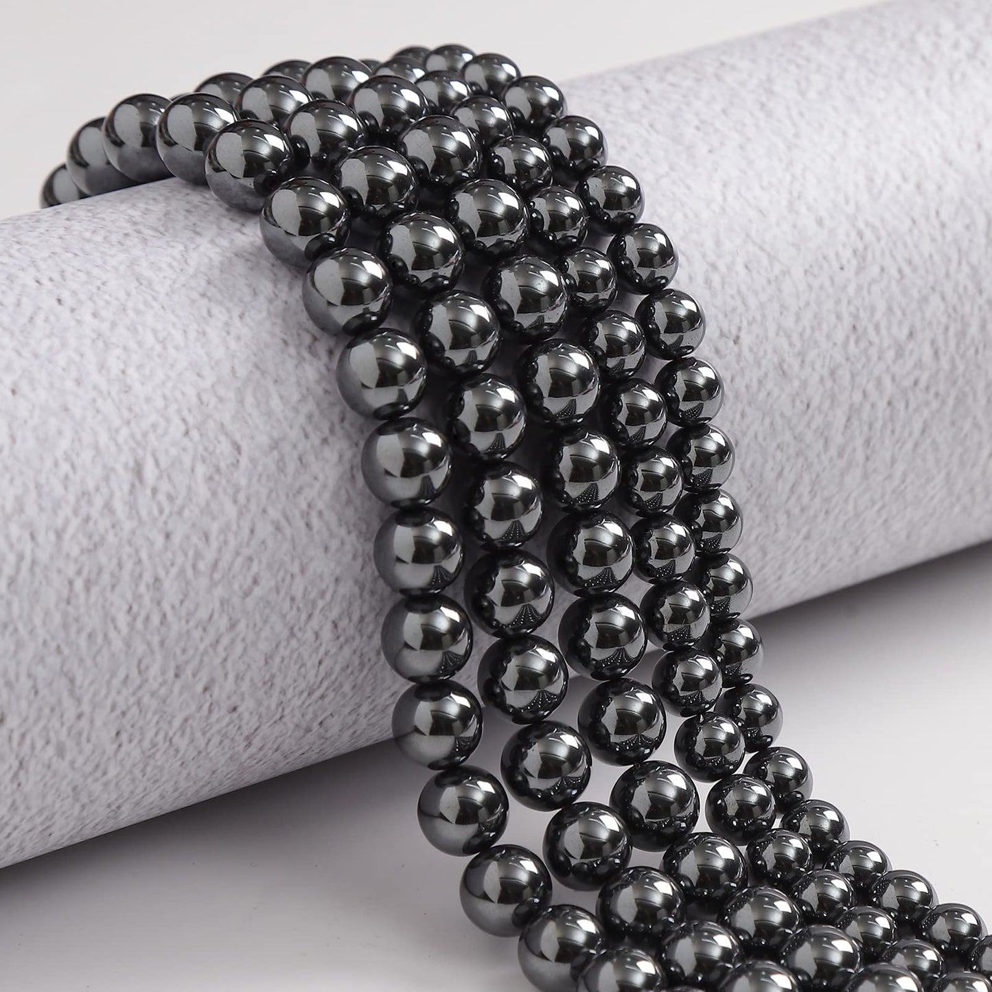 35pcs 10mm Natural Black Hematite Gemstone Beads Energy Healing Crystal Round Loose Stone Beads for Jewelry Making, DIY Bracelets Necklaces