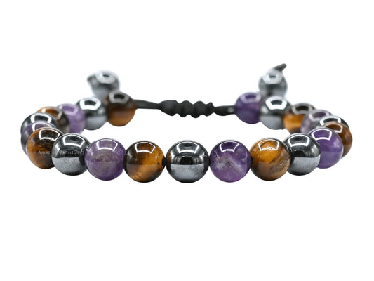 Amazing Gemstone Quit Smoking Cessation Quit Vaping Aid Bracelet - Hematite Tiger Eye Amethyst Bracelet Set for Men Women Healing Calming Anxiety Stress Relief Gifts Pulseras Para Hombres Mujer