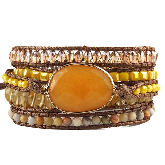 ZOSOJONA Women Wrap Bracelet Boho Natural Jasper Crystal Stone Beads Strand Bracelets