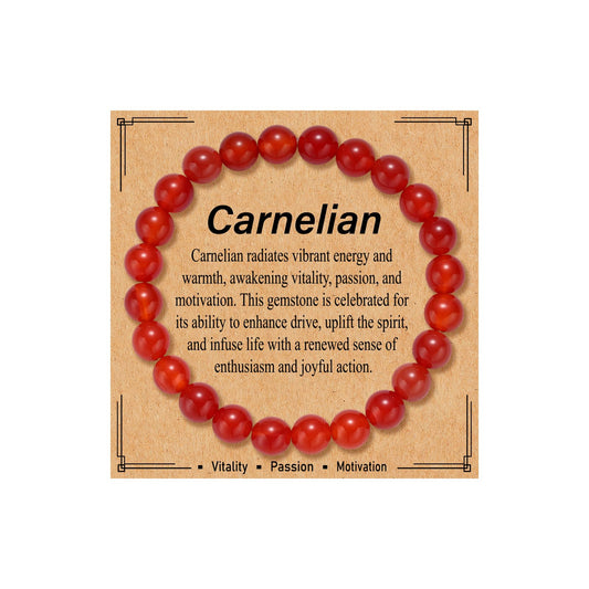 Kenailw Carnelian Bracelet for Women Crystal Bead Bracelet Natural Stone Bracelet Stretch Gemstone Bracelets Carnelian Jewelry for Her Mum Daughter Birthday Gifts