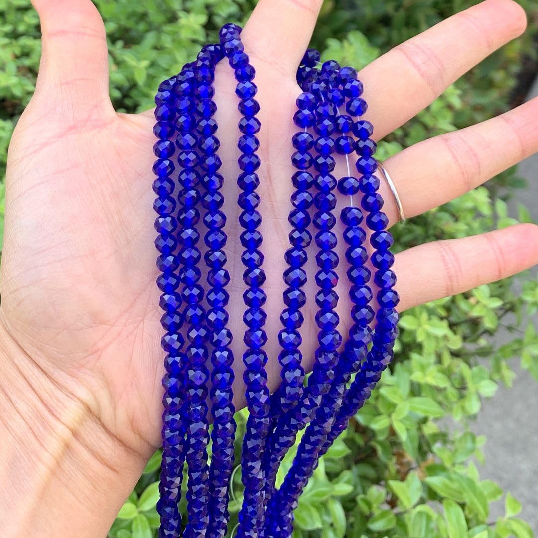1000pcs Czech Faceted Rondelle Crystal Glass Loose Beads 6mm Spacer Bulk Cobalt Blue for DIY Craft Jewelry Making CCR625