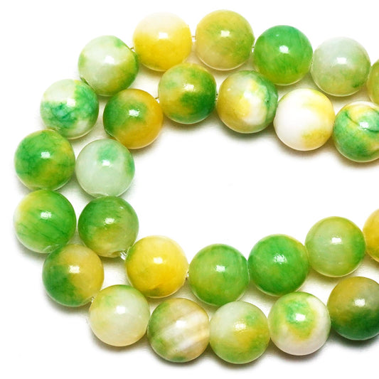 DIQIO Persian Jade Stone Beads for Jewelry Making - 6mm Gemstone Round Loose Beads for Bracelets(58-60pcs, Green Yellow Persian Jade)