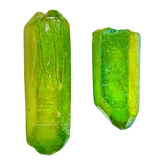 Amazing Gemstone 2 Pieces Apple Aura Quartz Raw Pencil Points Crystals and Healing Stones, Natural Rocks for Meditation and DIY Raw Point Stones and Crystals