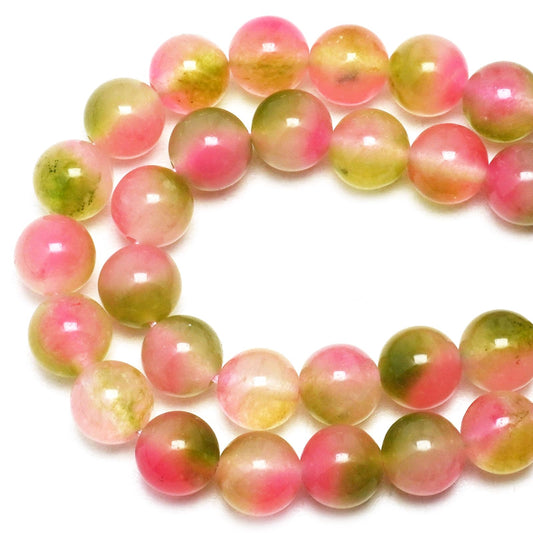 DIQIO Jade Stone Beads for Jewelry Making - 6mm Gemstone Round Loose Beads for Bracelets(58-60pcs, Pink Cloudy Jade)