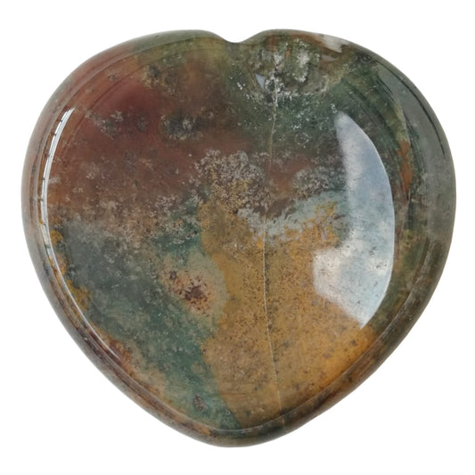 Bacatgem Natural Ocean Jasper Heart Chakra Thumb Worry Stone,Hand Carved Healing Crystal Shaped Stone for Anxiety Stress Relief Meditation