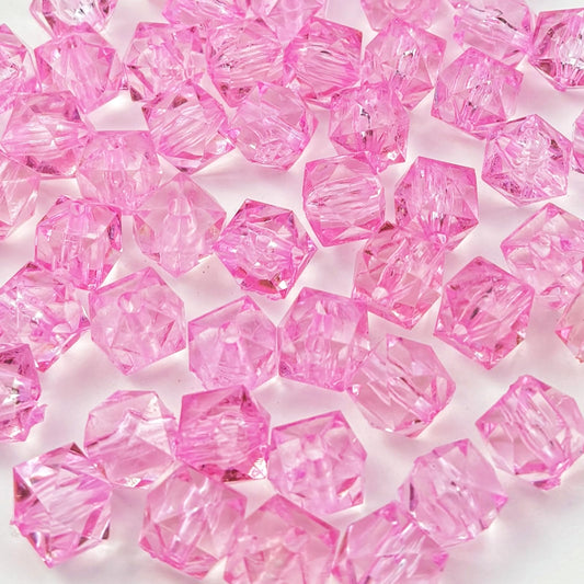 200pcs 10mm Acrylic Cube Square Faceted Acrylic Beads with Hole Plastic Spacer Beads for Bracelets Necklace Earring Making Supplies (Pink)