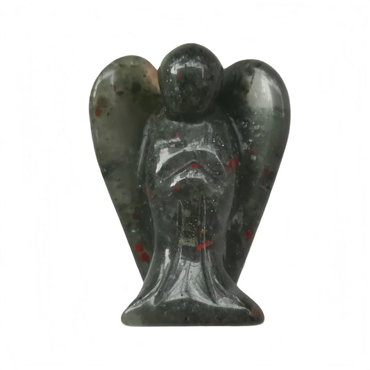 Afucats Natural African Bloodstone Healing Guardian Angel Indoor Decorative Stone,1.5 Inches Carving Pocket Palm Statue,Gift for Her Christmas Décor