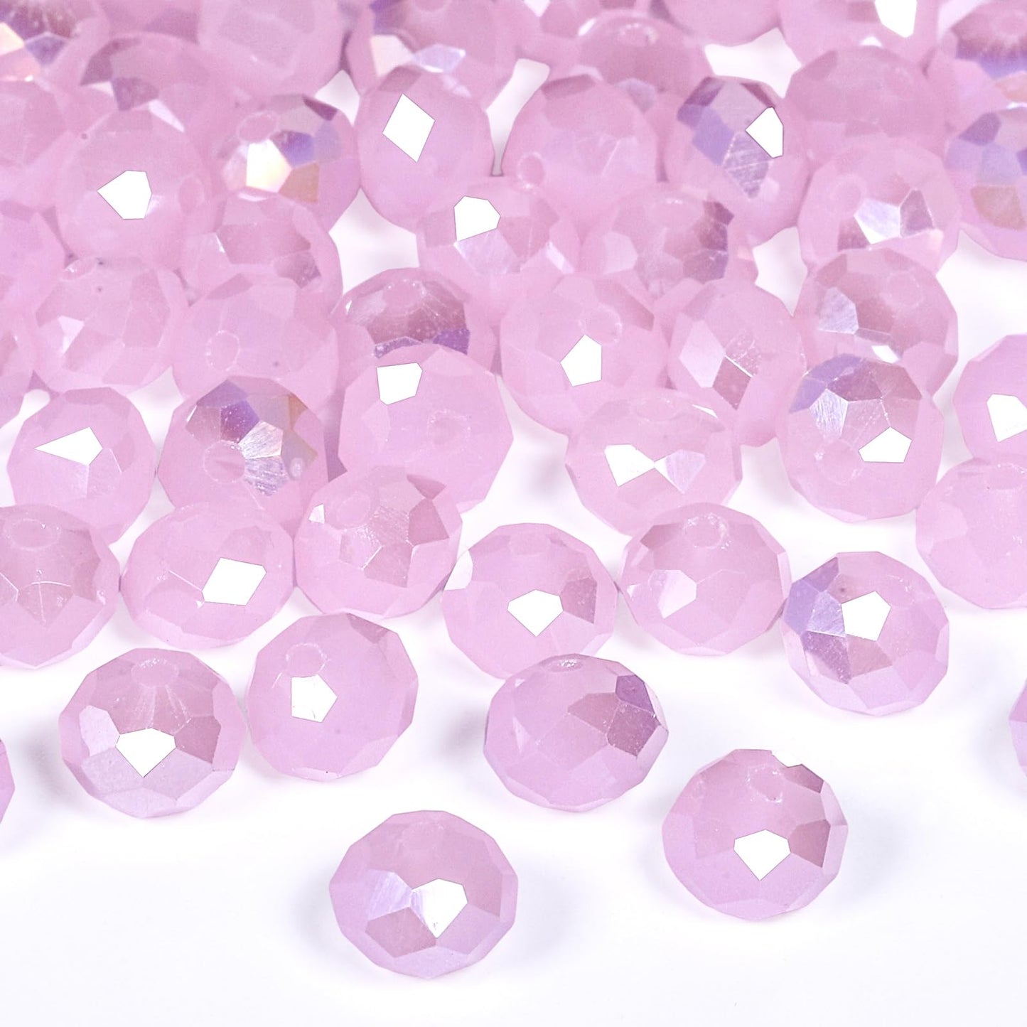 NITOPUPU 1000pcs 4mm Crystal Glass Beads for Jewelry Making Faceted Rondelle Flat Beads for Bracelets Necklace Earrings DIY Crafts (Pink AB Jade Crystal Bead)