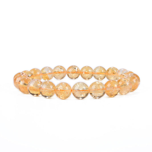 Cherry Tree Collection Citrine Beaded Bracelet – Genuine 8mm Gemstone Stretch Bracelet for Men & Women – Handmade Crystal Bracelet - (Citrine - M)