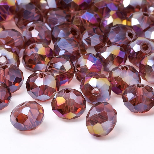 NITOPUPU 500pcs 6mm Crystal Glass Beads for Jewelry Making Faceted Rondelle Flat Beads for Bracelets Necklace Earrings DIY Crafts (Purple Crystal AB Bead)