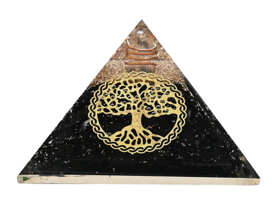 Amazing Gemstone Large Black Tourmaline Orgone Pyramid Crystal, Tree of Life Orgonite Pyramid - Positive Energy Healing