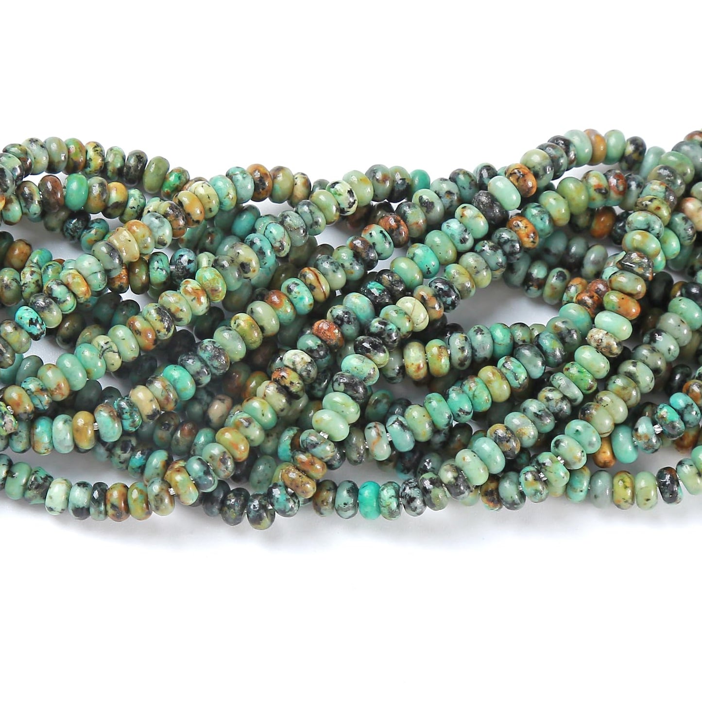2x4MM 150PCS African Turquoise Disk Tube Rondelle Abacus Natural Stone Spacer Loose Beads for Jewelry Making Bracelet DIY Accessories