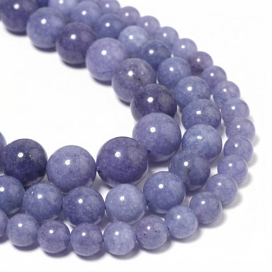 Yochus 60pcs Blue Angelite Stone Beads，6mm Healing Power Natural Stone Round Loose Beads for Jewelry Making Earring Necklace DIY Crafts